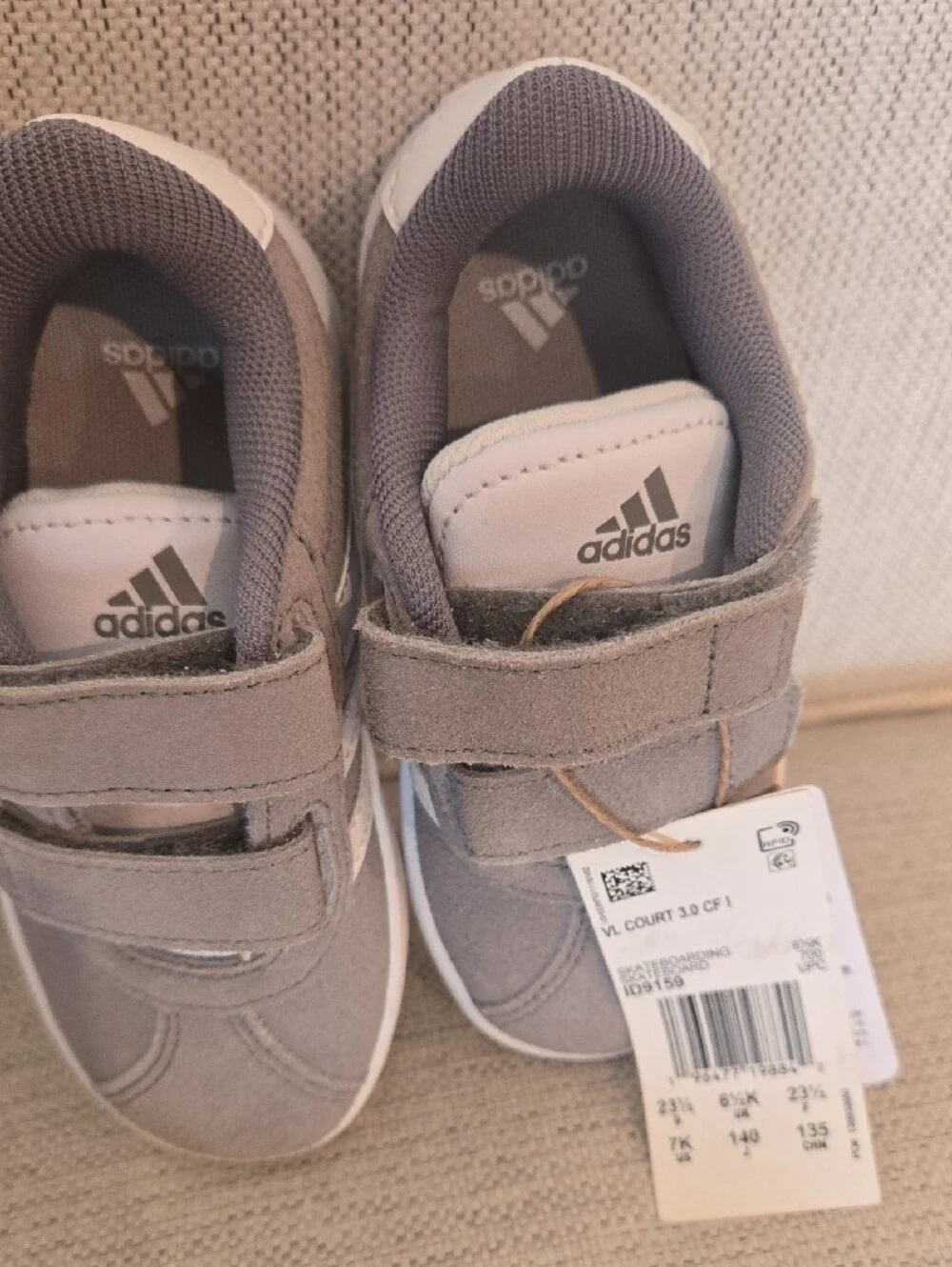 adidas Kids Gray Sneakers with White Stripes